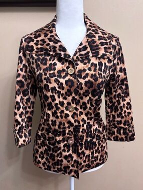Charter Club Leopard Print Jacket in Black and Brown